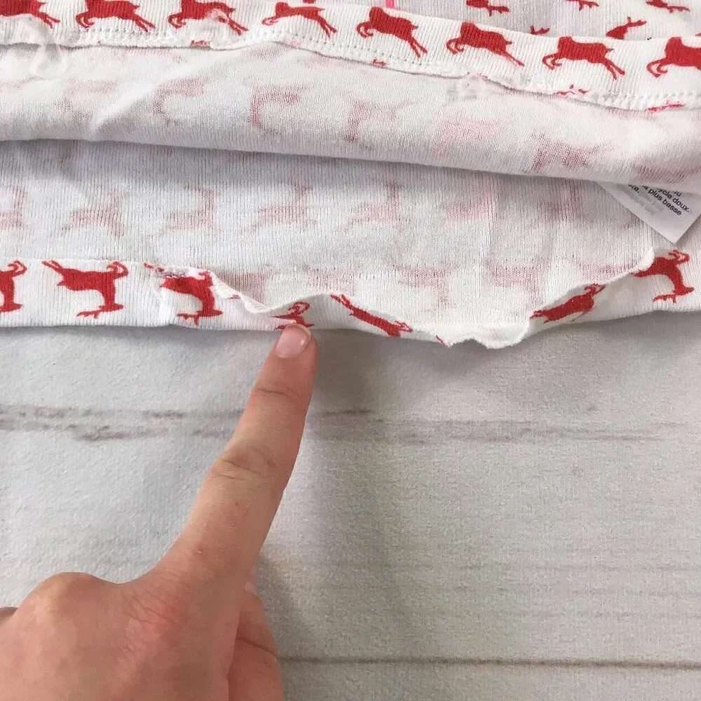J.Crew Kids Girls Size 12 Red Prancing Reindeers White Pajama Set